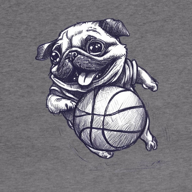 Pug Plying Basketball by Pickledjo
